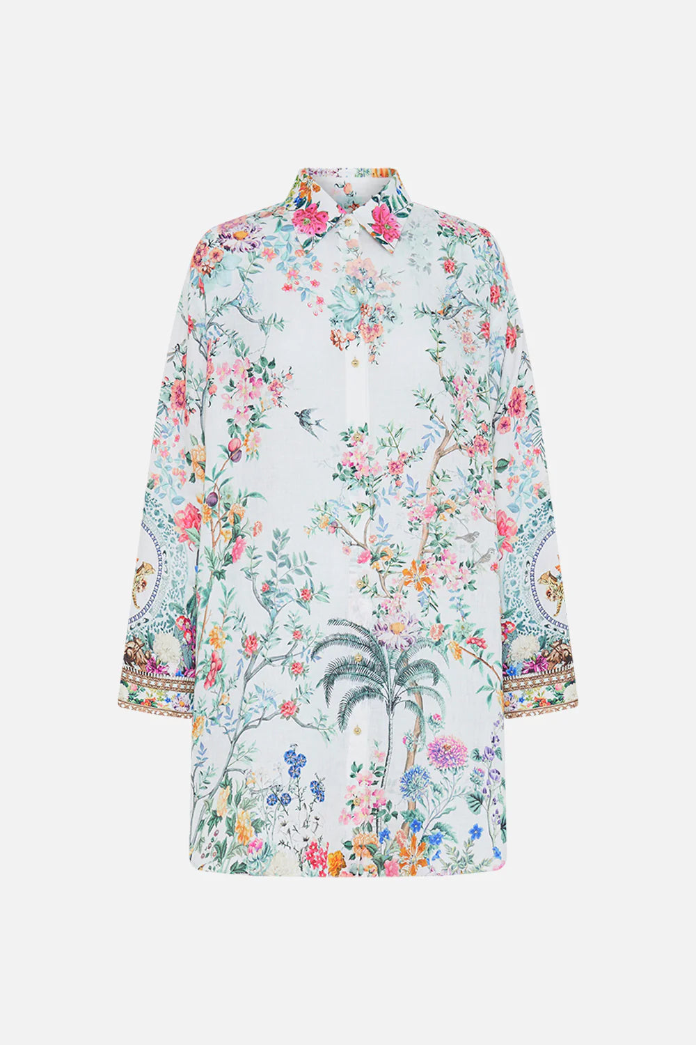 CAMILLA -  Shirt Tunic with Side Buttons - Plumes and Parterres - Magpie Style