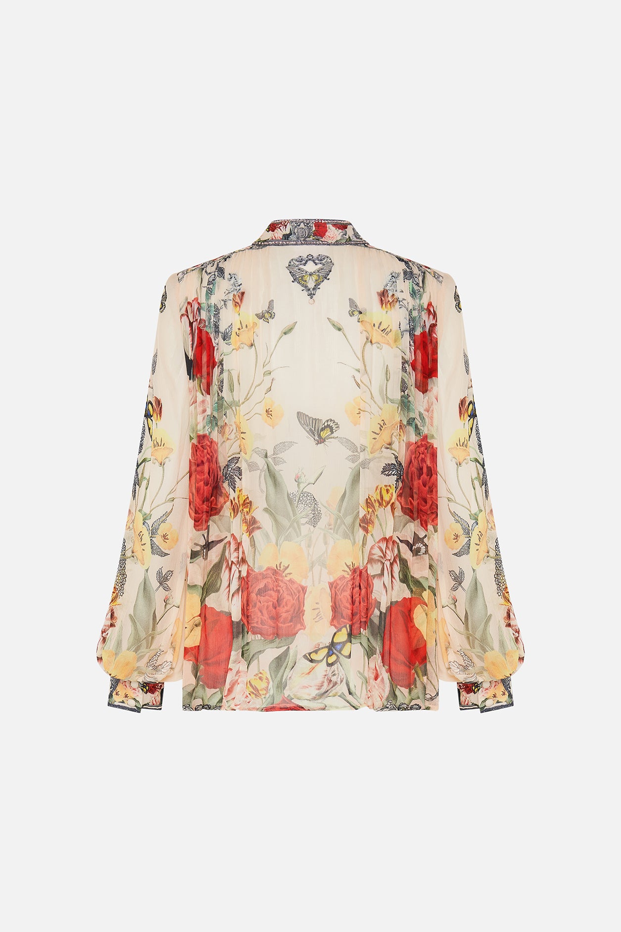 CAMILLA - High Neck Button through Blouse Etched into Eternity - Magpie Style