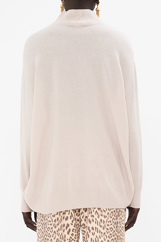 CAMILLA - Silk Front Turtle Neck Knit Grotto Goddess - Magpie Style