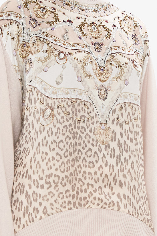 CAMILLA - Silk Front Turtle Neck Knit Grotto Goddess - Magpie Style