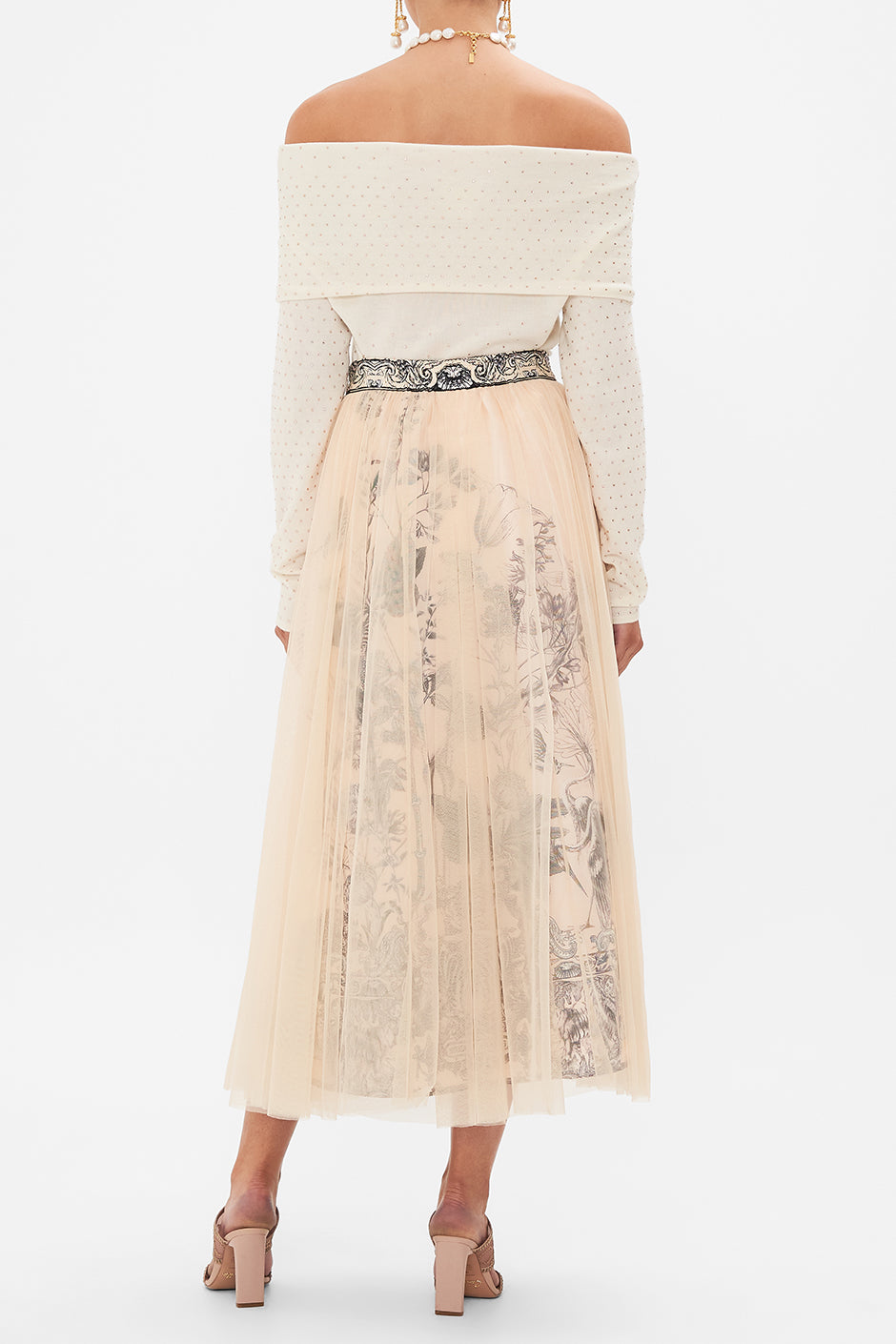 CAMILLA - Midi Tulle Skirt Etched into Eternity - Magpie Style