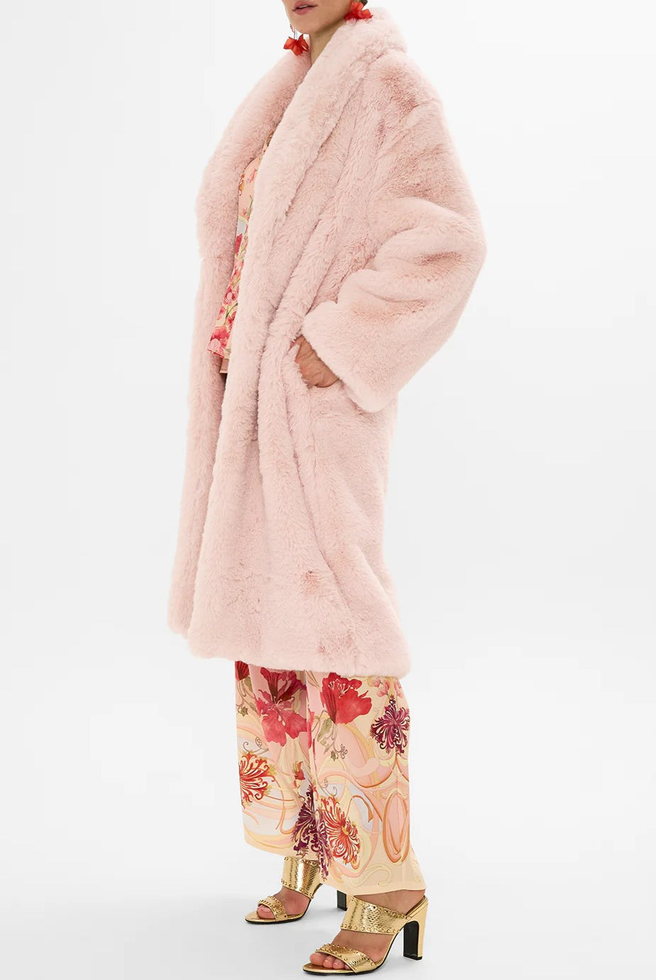 CAMILLA - Long Teddy Coat Blossoms and Brushstrokes - Magpie Style