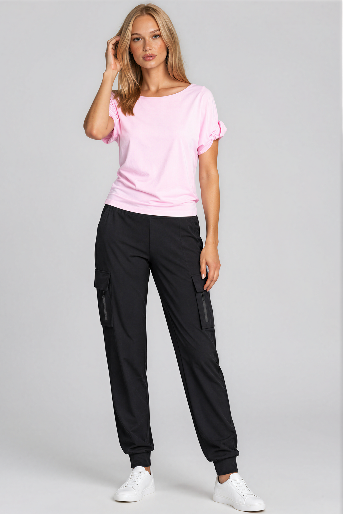 PAULA RYAN (Tall) Cuffed Cargo Pant - Black - Paula Ryan