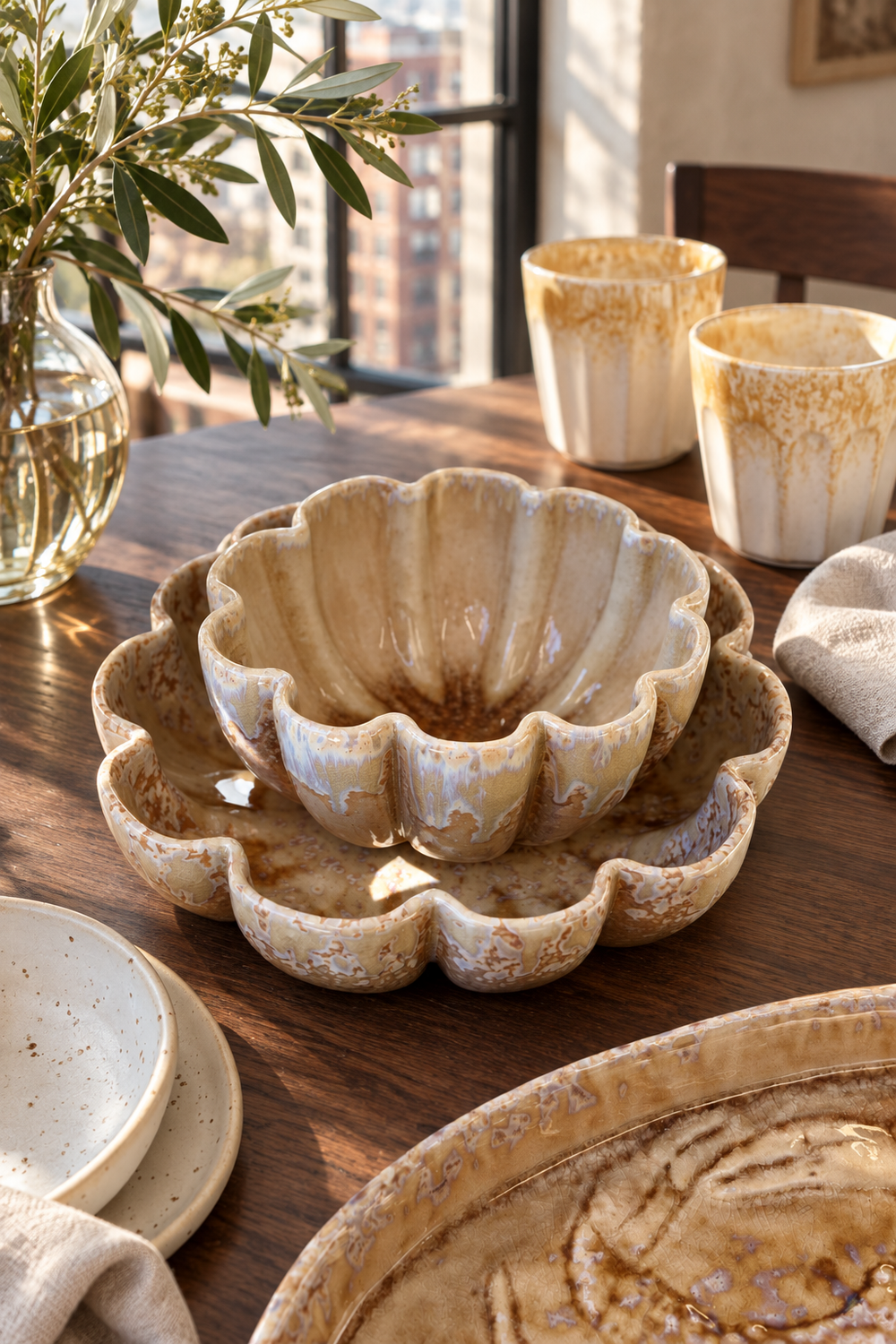 Amber Fluted Serving Bowl