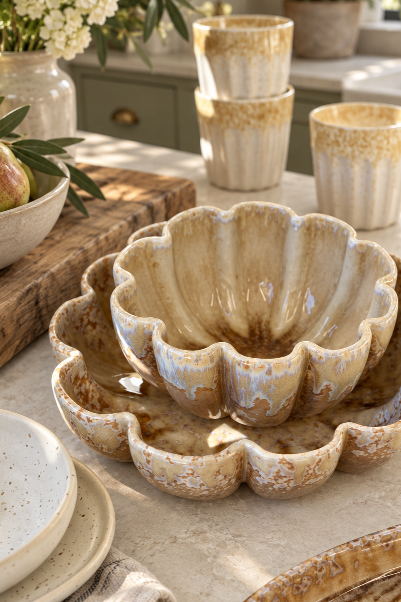 Honey Fluted Serving Bowl