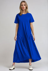 PAULA RYAN Arched Front Dress - Greek Blue Microjersey