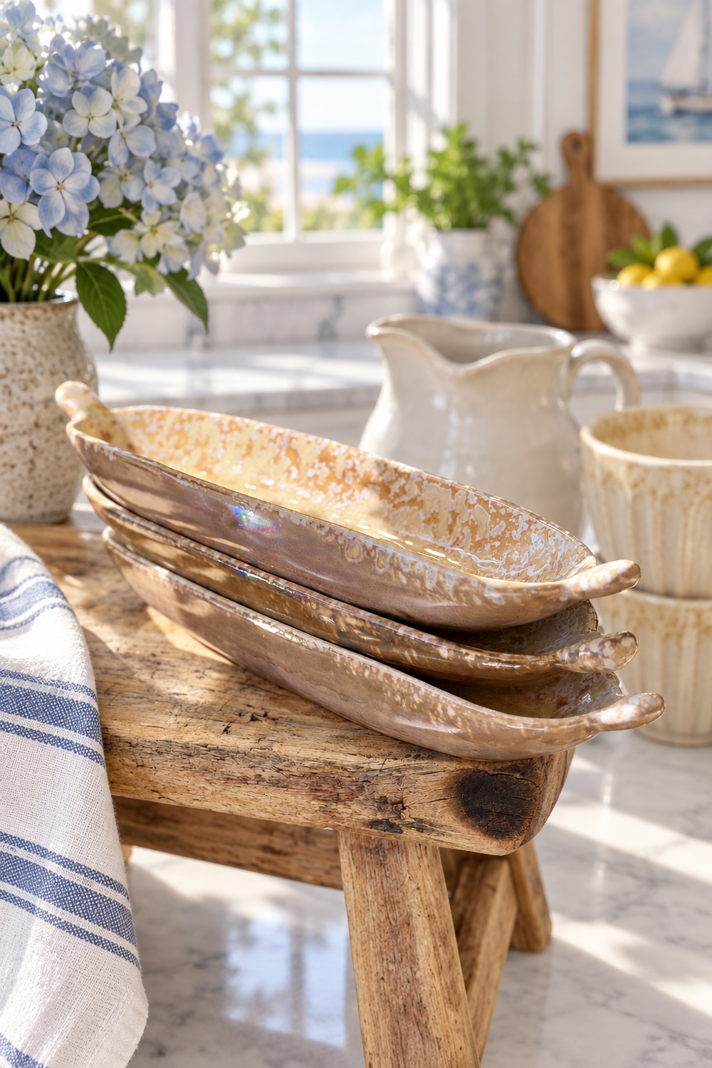 Rustic Stoneware Oval Serving Platter