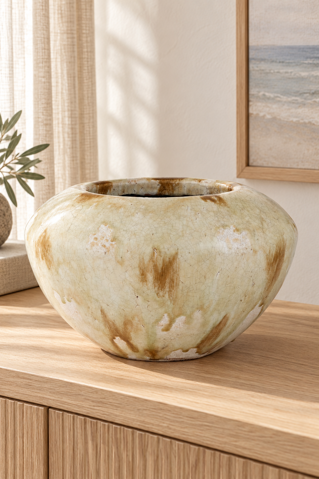 Cora Ceramic Vase styled in a sunlit coastal home; Coast to Coast OD6291