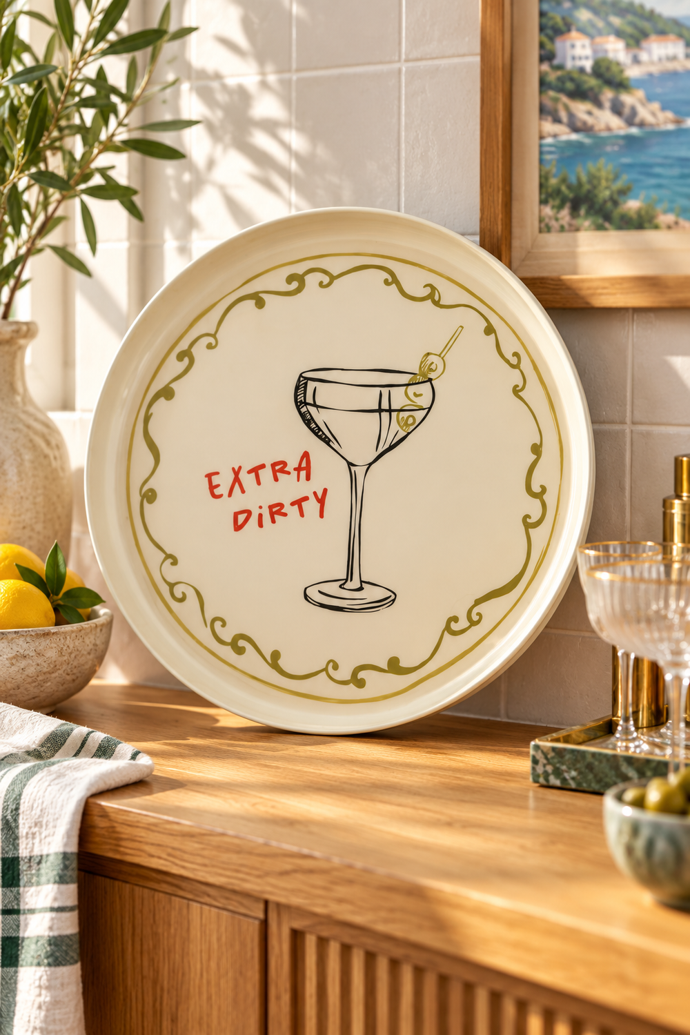 Dirty Martini Metal Tray - Ivory