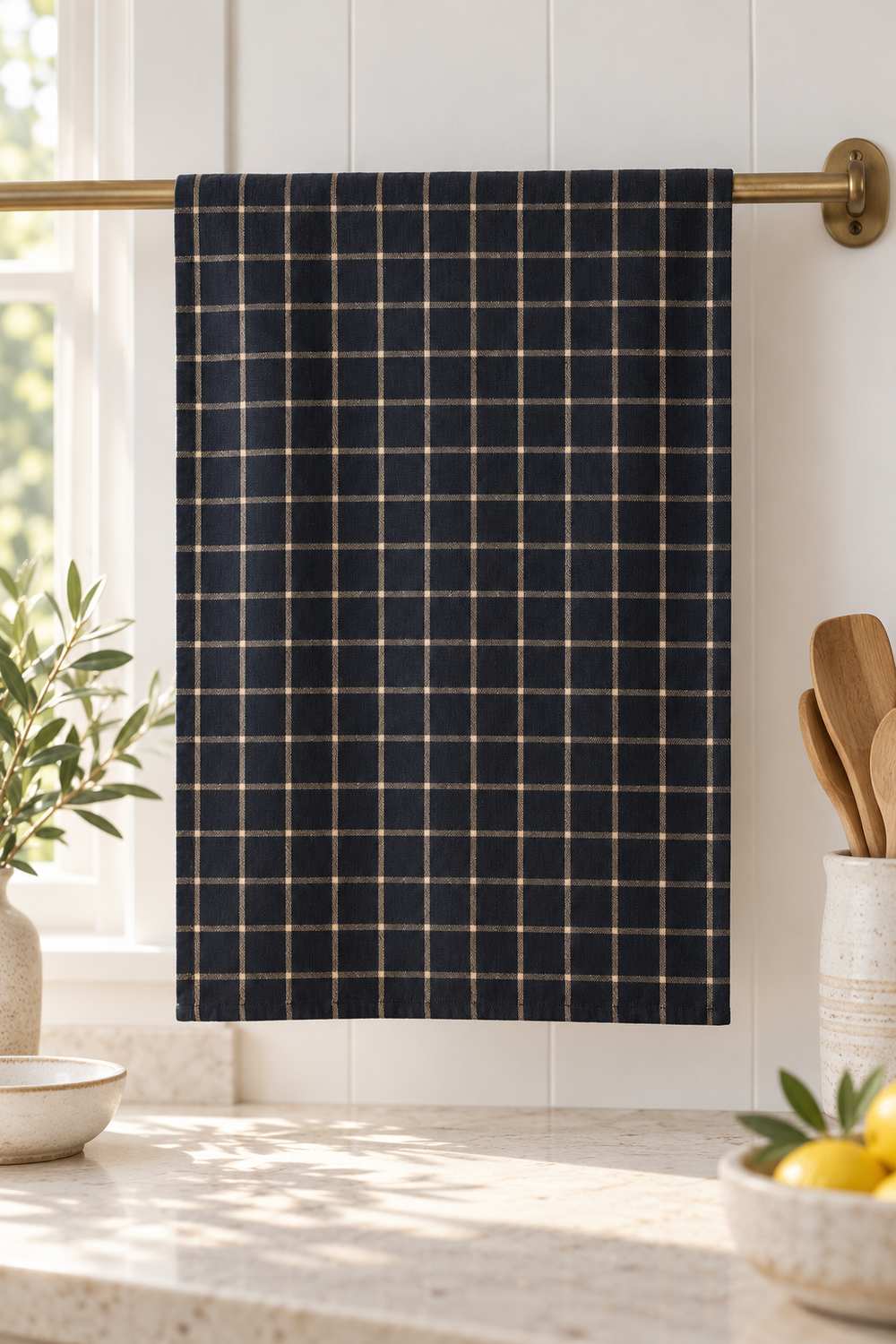 Kit Recycled Cotton Tea Towels - Black Check