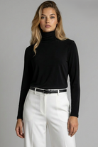 PAULA RYAN Easy Fit Zip Neck Long Sleeve Polo Top - EcoVero Black - Paula Ryan