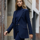 PAULA RYAN Zip Neck Long Sleeve Polo Top - EcoVero Navy - Paula Ryan