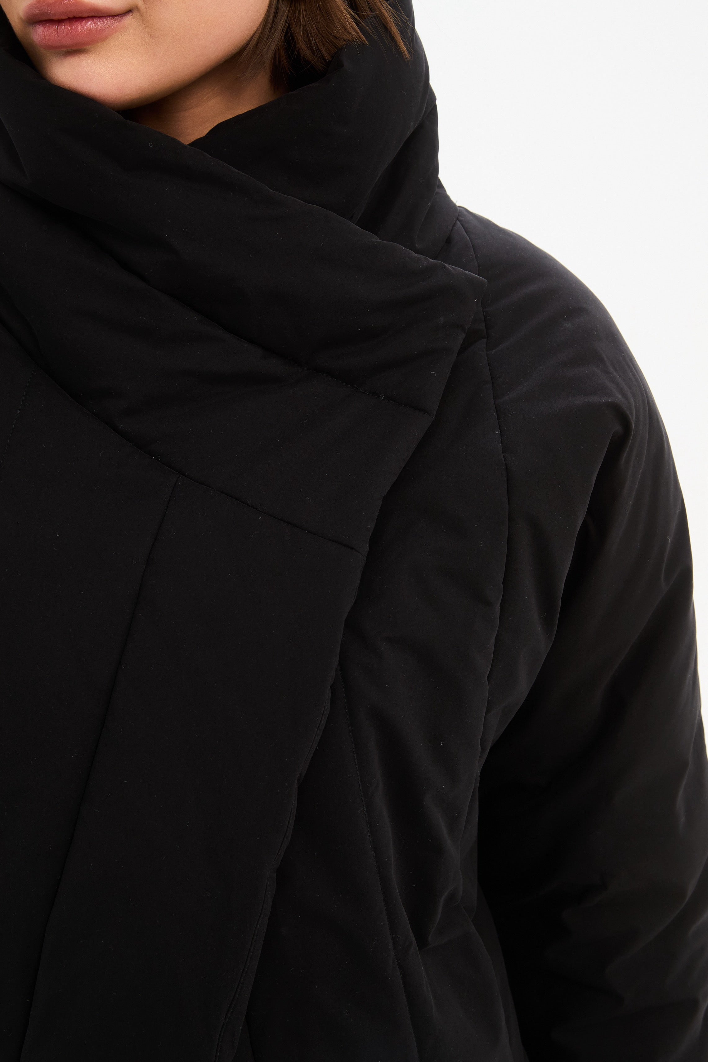 TIRELLI Wrap Front Puffer Jacket - Black - Magpie Style