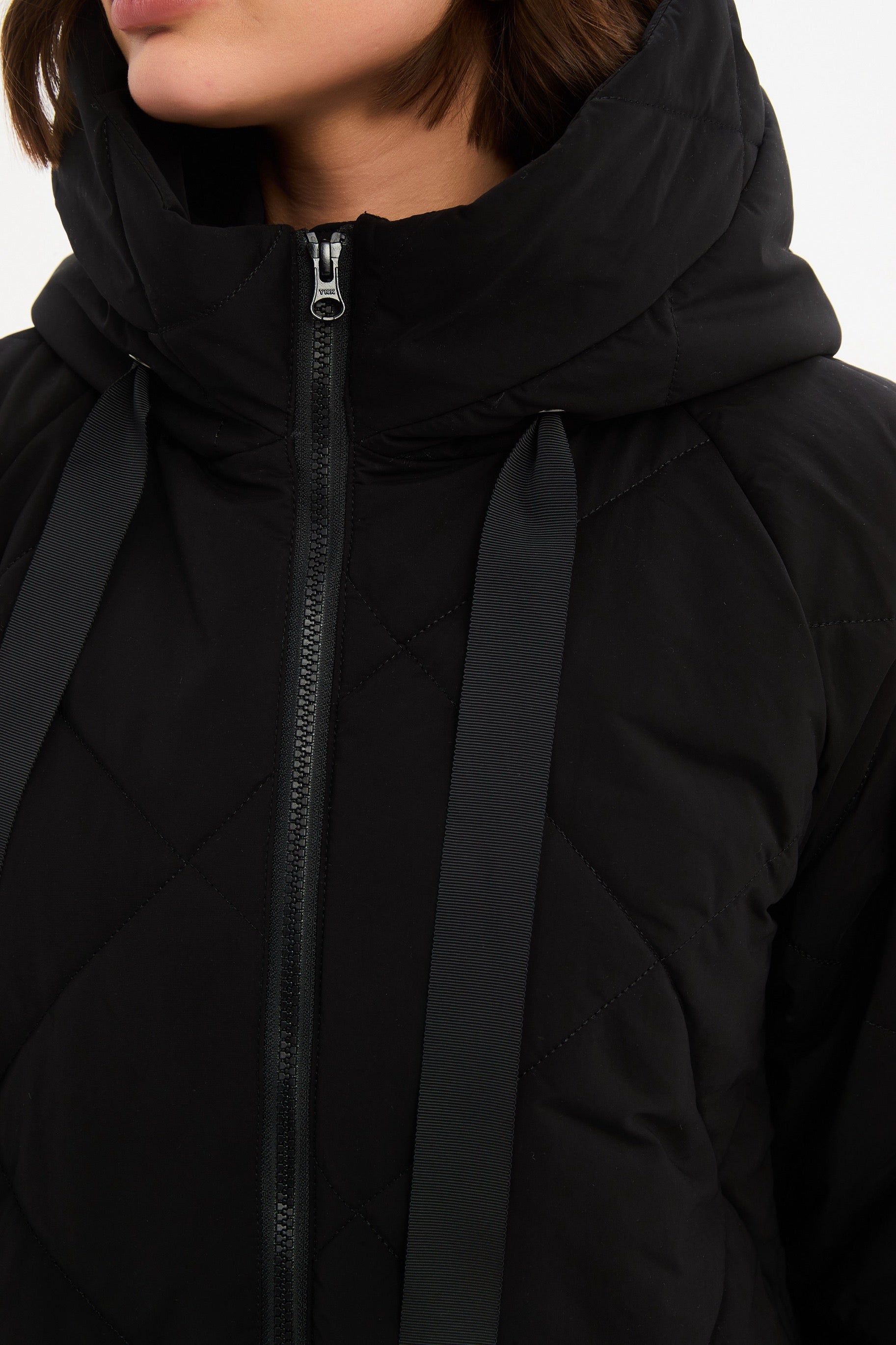 TIRELLI Diamond Quilt Puffer Coat - Black - Magpie Style