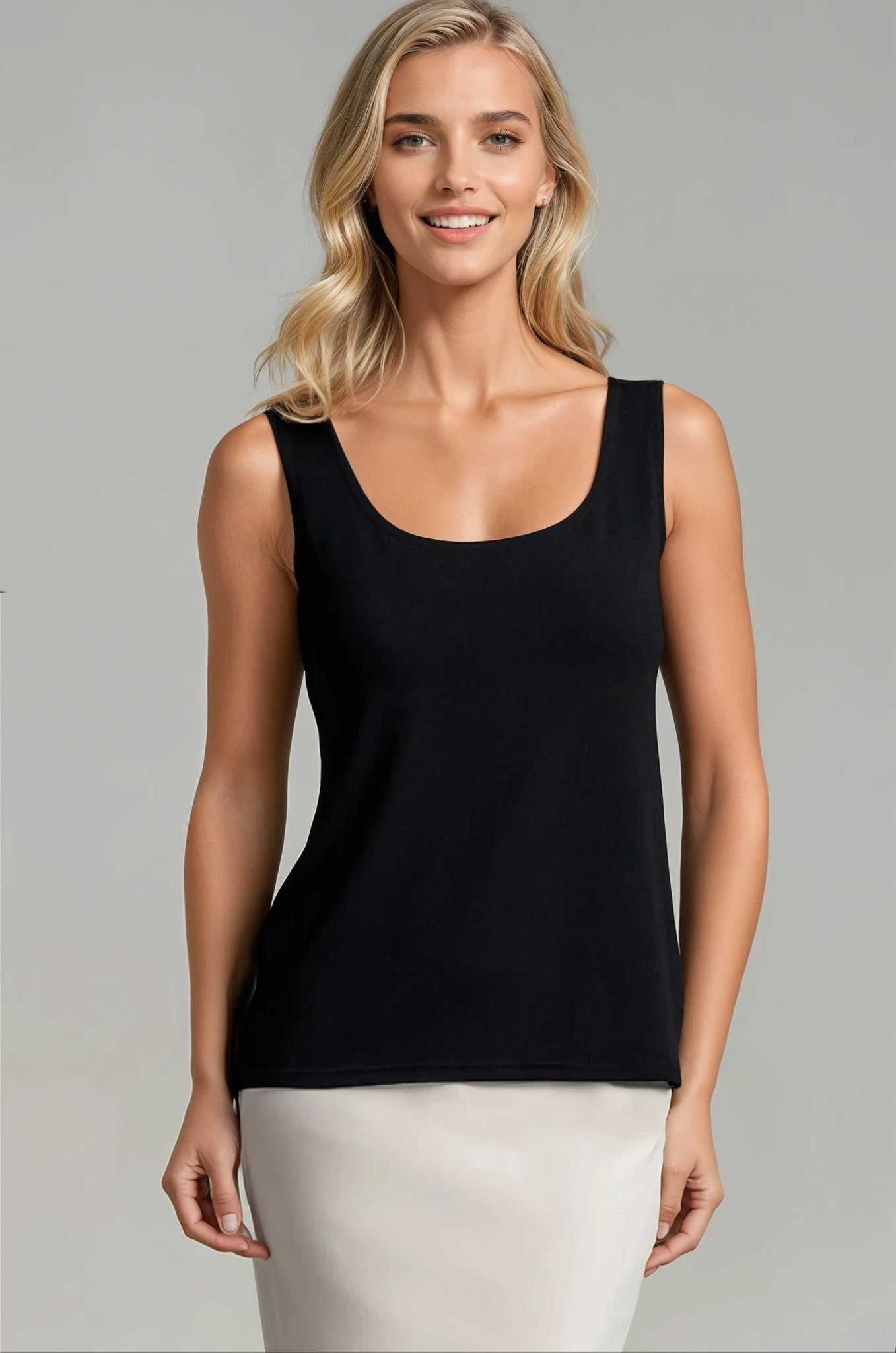 PAULA RYAN ESSENTIALS Easy Fit Singlet - Micromodal Black - Paula Ryan
