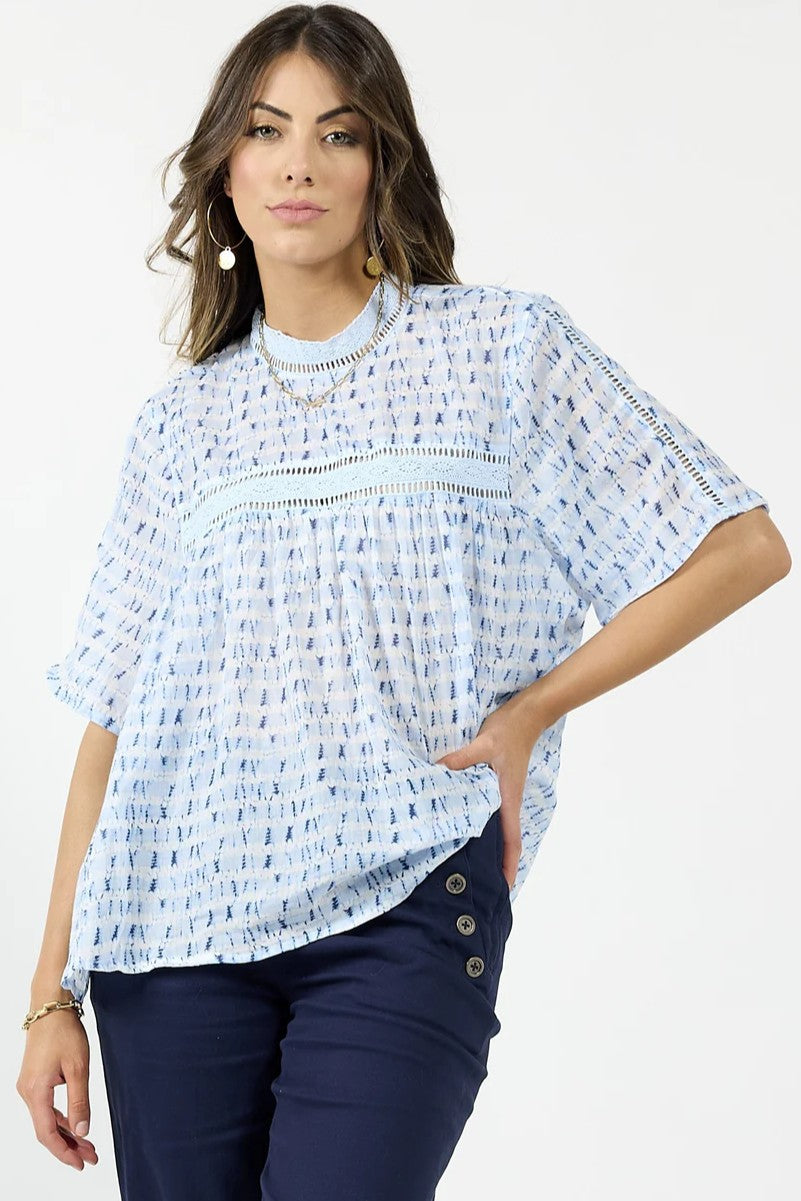 DRAMA THE LABEL Cypress Blouse - Blue Water - Magpie Style