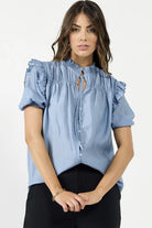 DRAMA THE LABEL Bianca Blouse - Dusky Blue - Magpie Style