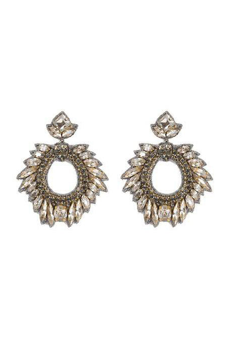 DEEPA GURNANI Chantel Earrings - Gunmetal