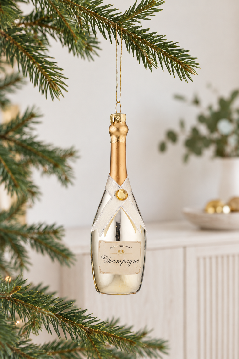 Champagne Glass Ornament - Gold