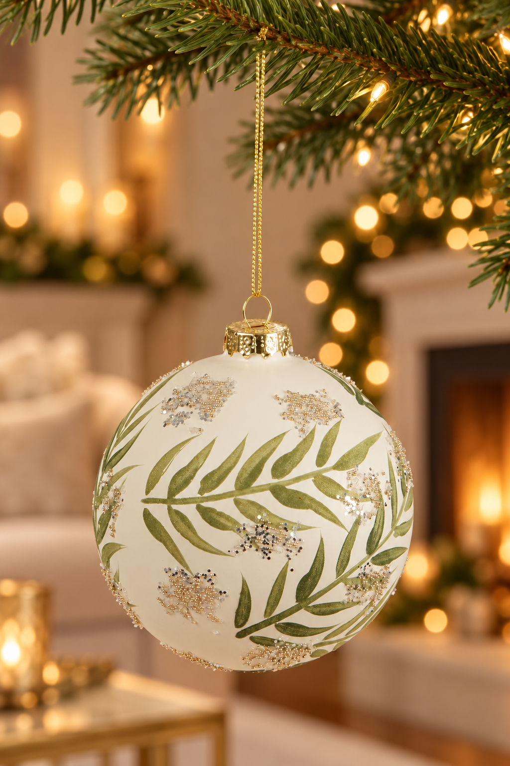 Glass Bauble - Green styled in a warm festive home; Coast to Coast XX10865GREEN