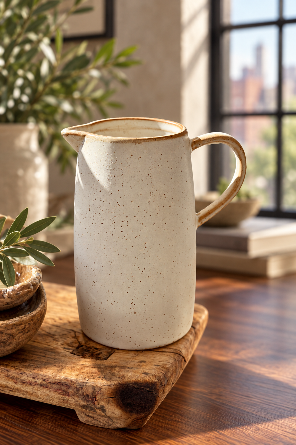 Cream Speckled Ceramic Jug