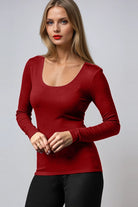 PAULA RYAN Slim Fit Scoop Neck Top - Merino Red - Paula Ryan