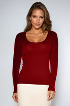 PAULA RYAN Easy Fit Scoop Neck Top - Red Merino - Paula Ryan