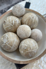 Mandalay Carved Wooden Ball 10cm Natural/White