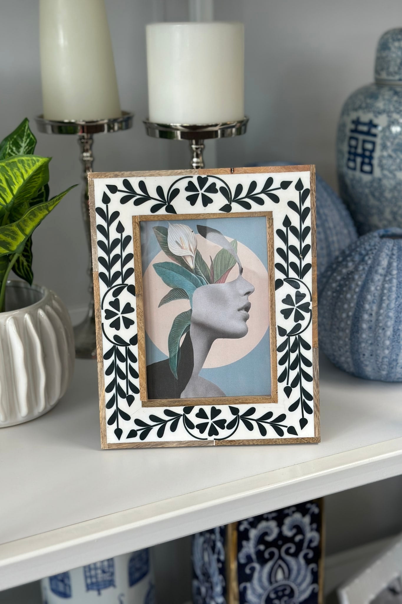 Tunisian Floral Inlay Photo Frame - 5x7 - Magpie Style