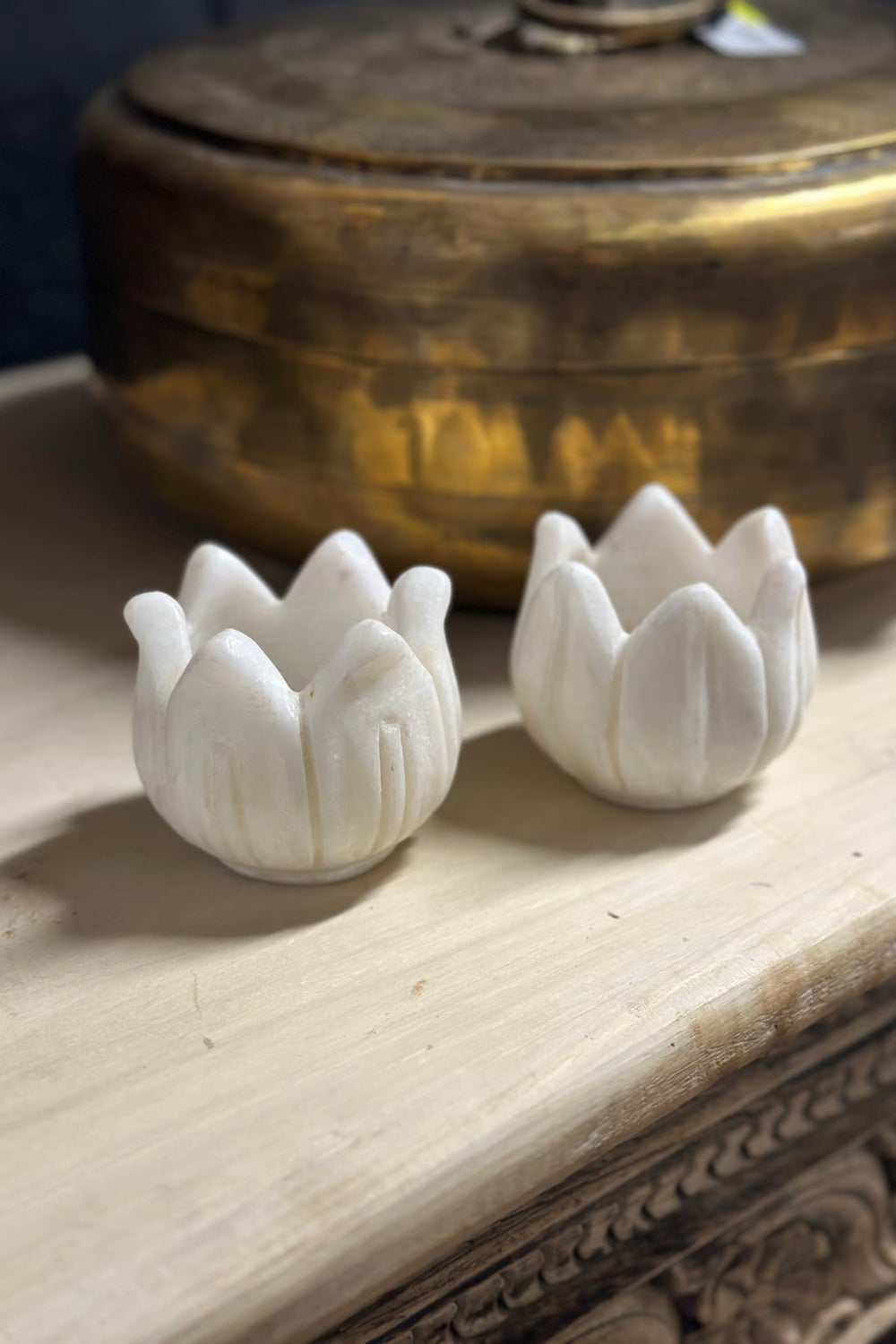 Small Marble Lotus Candle Votive