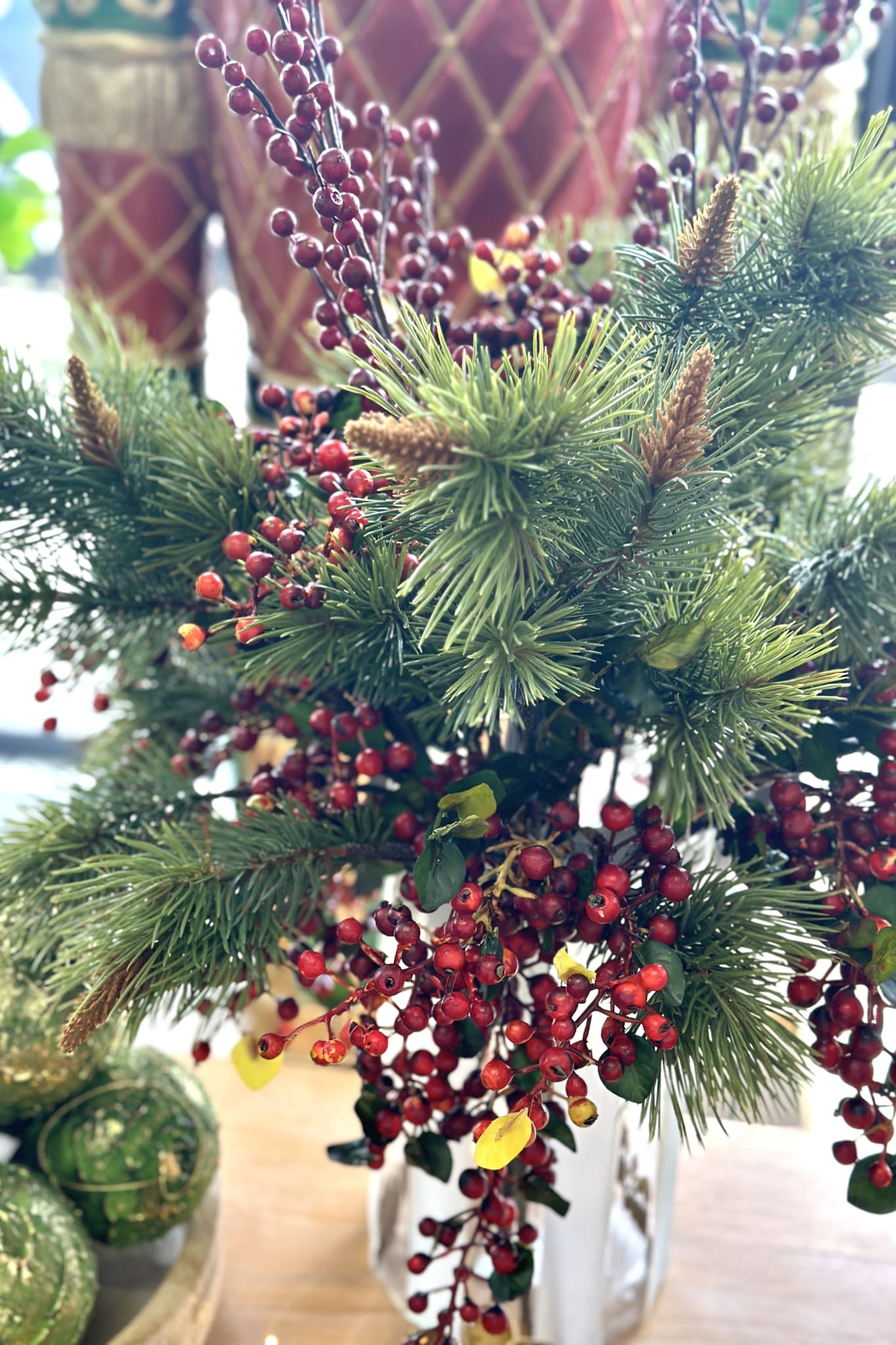 Large Budding Pinecone Branch Green - Magpie Style