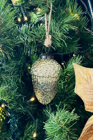 Hanging Glass Acorn - Luster Gold