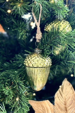 Glass Hanging Acorn - Light Green