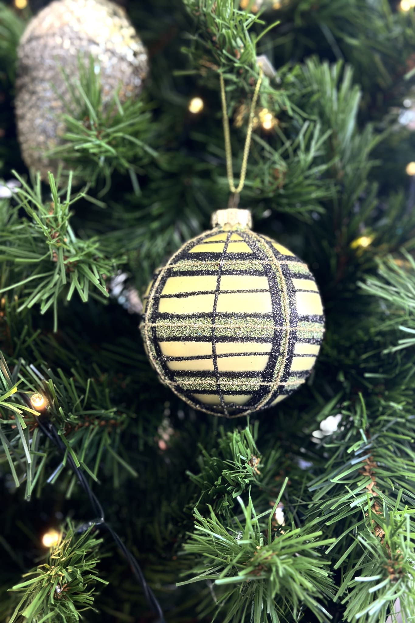 Green Glass Ball in Tartan - Magpie Style