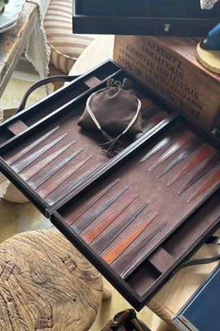 Leather Backgammon Set - Rich Chocolate