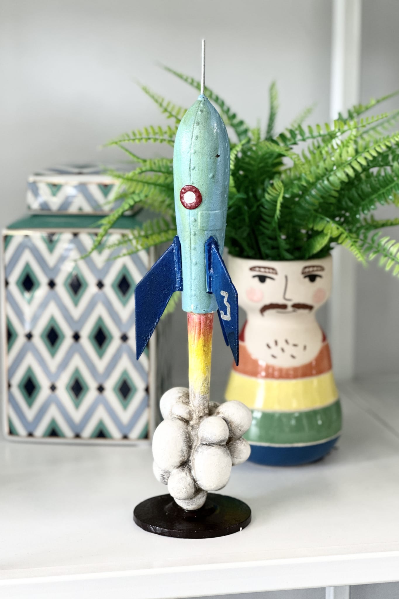 Blue Rocket on Stand - Magpie Style