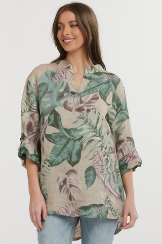 URBAN LUXURY Drape Linen Shirt