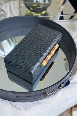 Long Black Box with Bamboo Handle