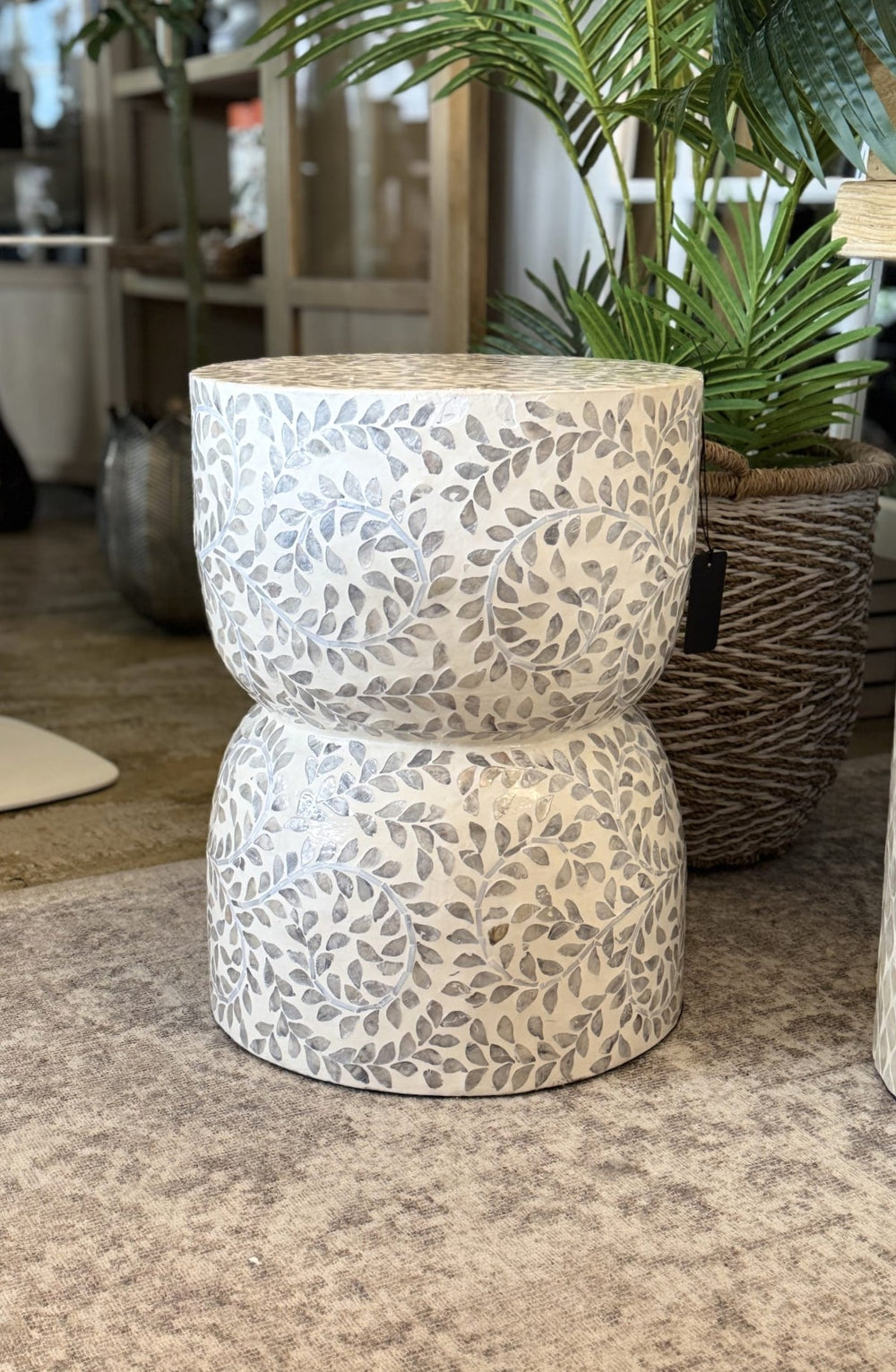 shell inlay stool
