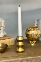 Zeus Stacked Candleholder w Gold Finish - Sml