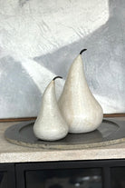 Small Hand Carved Marble Pear White - Magpie Style