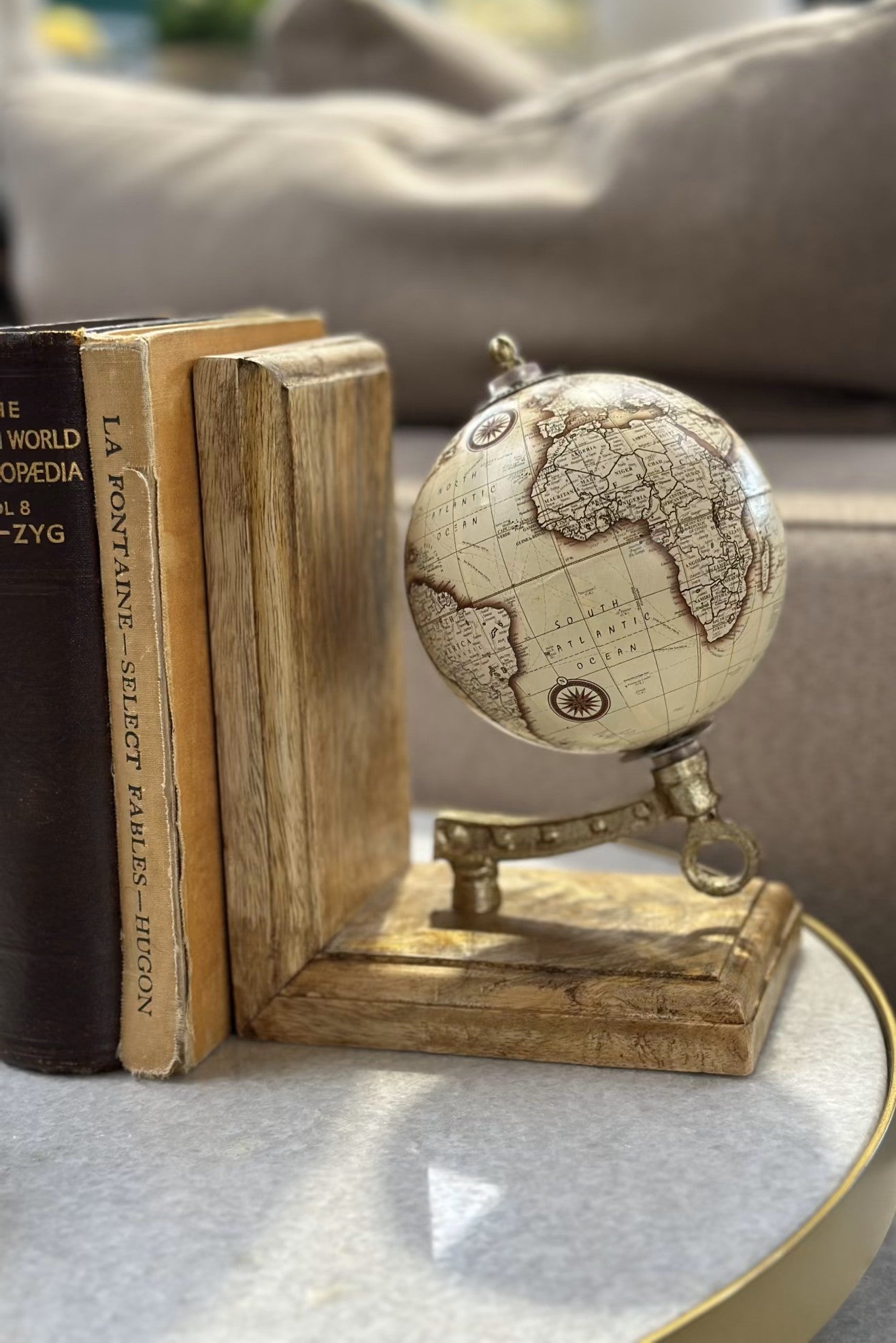 Atlas Globe Bookends - Nat - Magpie Style