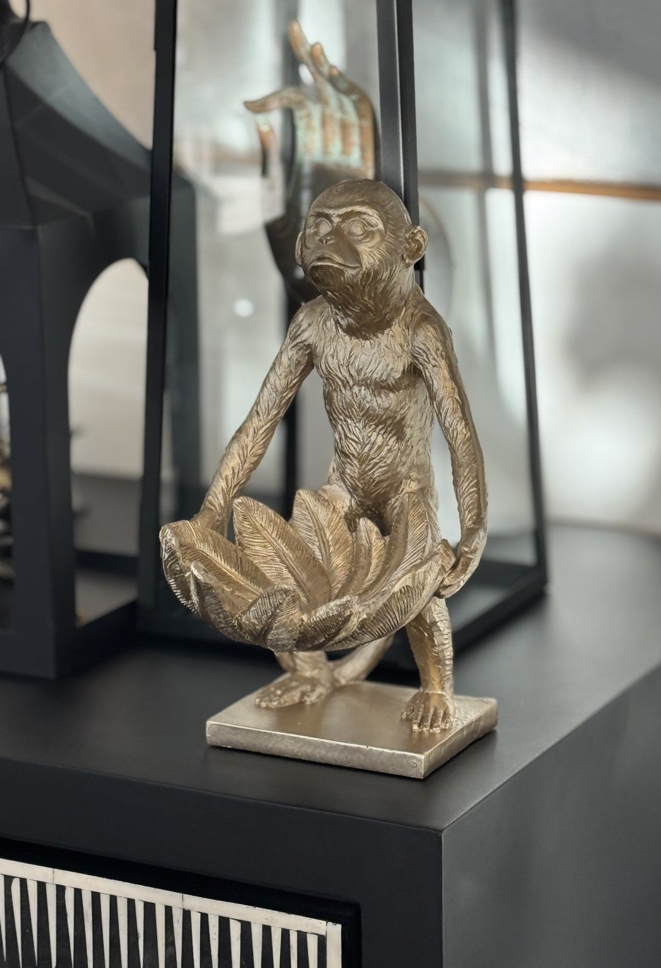 Monkey Sculpture Resin Bowl - Gold - Magpie Style