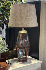 Hertfordshire Glass Lamp with Tan Leather Straps