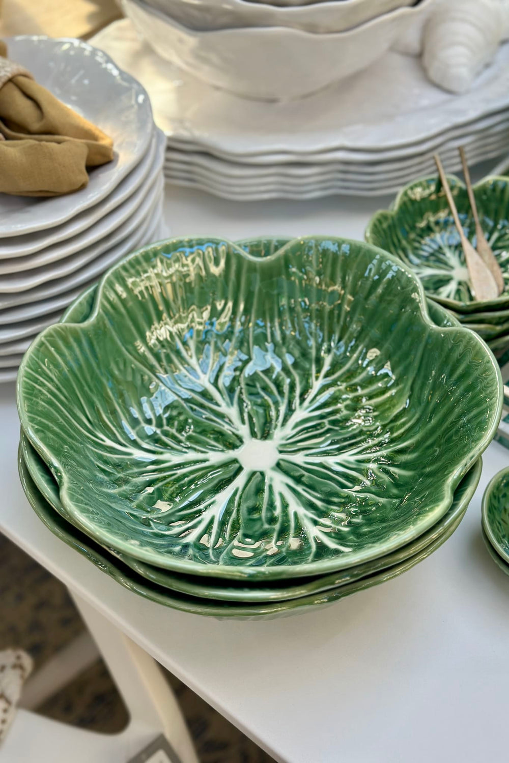 Large Cabbage Ceramic Bowl - Green