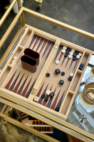 Backgammon Wood Game - Nat/Black