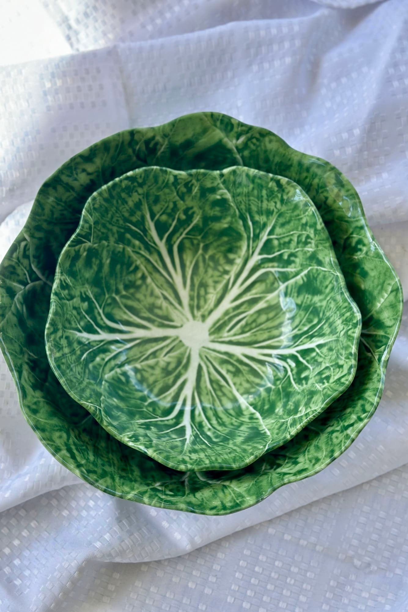 Green Cabbage Leaf Melamine Salad Bowl 32cm - Magpie Style