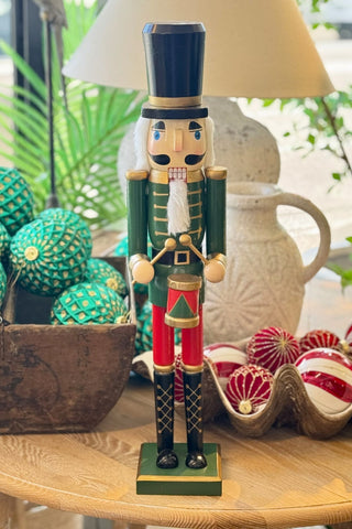 Wooden Nutcracker Drummer - Red/Green 60cm