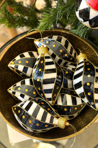 Striped & Dotted Swirl - Black & Gold