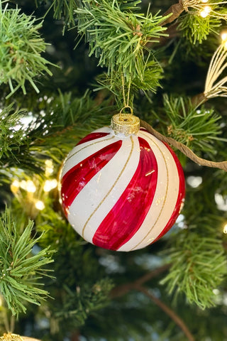 Swirl Bauble Glass - Red/White